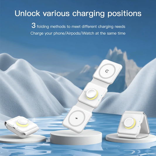 3 in 1 Magnetic fold Wireless Charger Stand Fast Wireless Charging Station